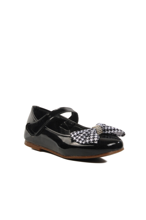 Black Patent Leather Girls Bow Ribbon Ballerina Flats 180 P
