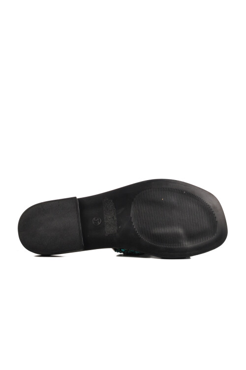 شبشب نسائي خفيف الوزن بنعل رفيع مطرز بالحجر الأسود 246048 Z