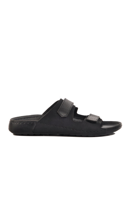 Black Double-Strap Lightweight Mens Slippers 80-012 M