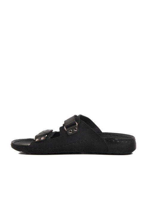 Black Double-Strap Lightweight Mens Slippers 80-012 M