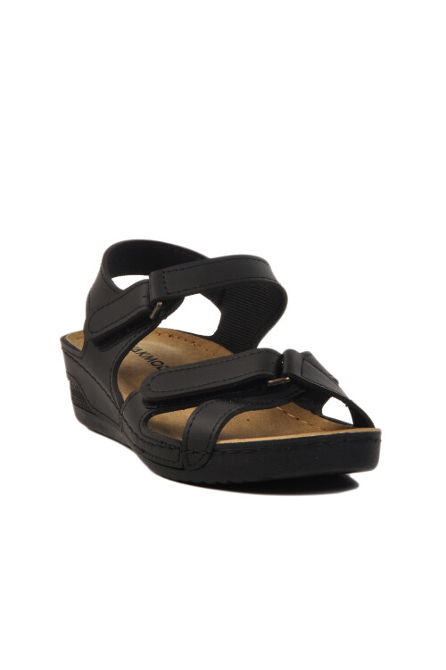 Black Velcro Lightweight Womens Wedge Heel Sandals 02-380 Z