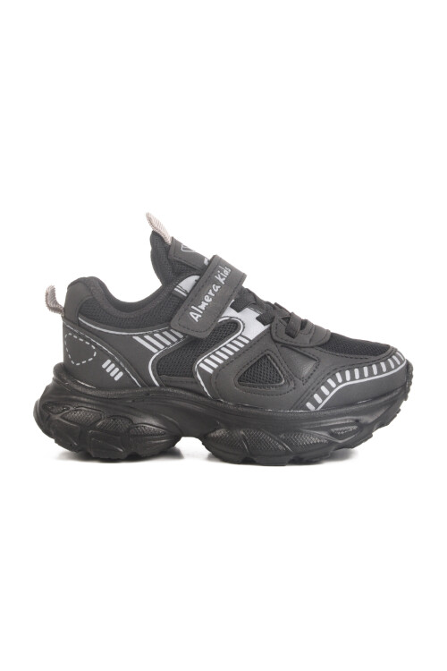 Black Velcro Mesh Unisex Kids Sneakers 1500 P