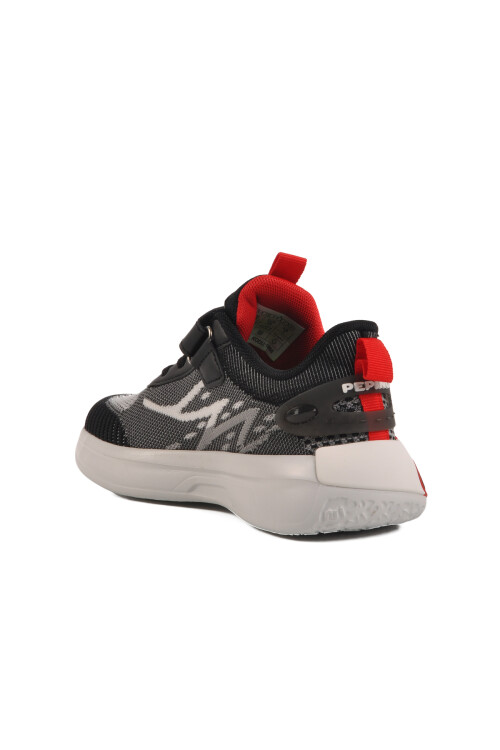 Siyah Cırtlı Fileli Hafif Erkek Çocuk Spor Ayakkabı 1966 F