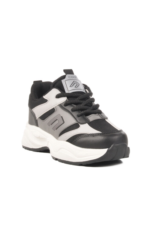 Siyah Fileli Hafif Hava Alabilen Erkek Çocuk Spor Ayakkabı Birian F