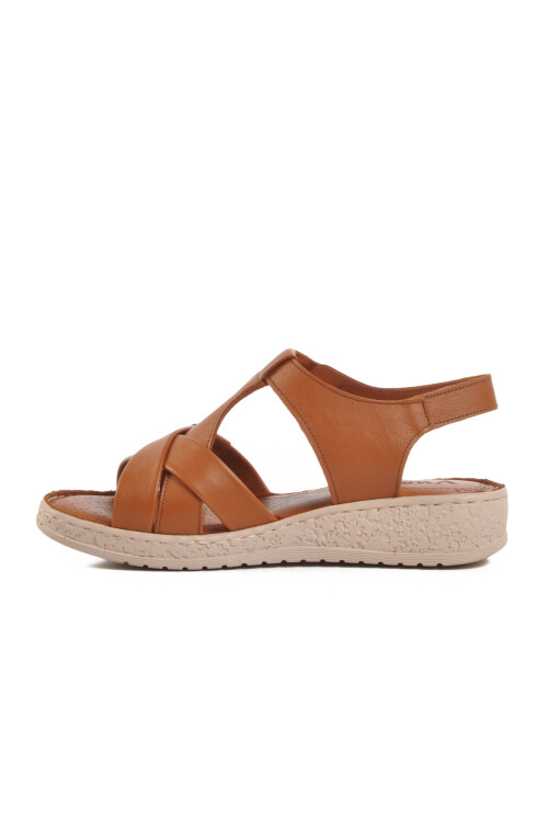 Tan Genuine Leather Womens Sandals 9216 Z