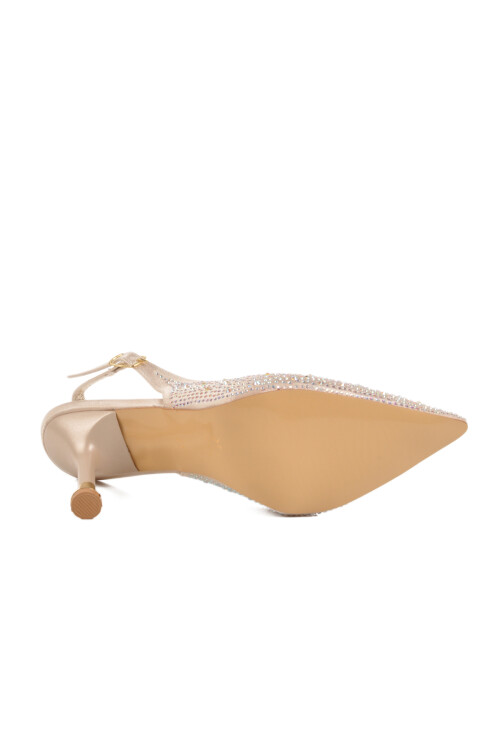 Altın Taş İşlemeli Kadın Abiye Ayakkabı Florin T-101 Z