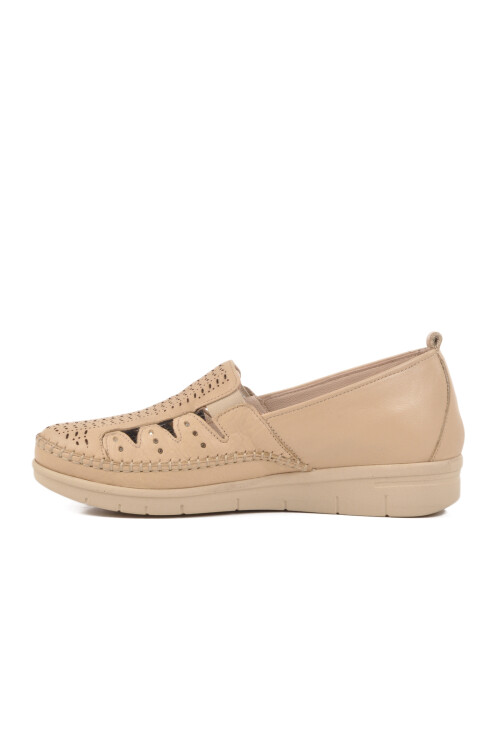 Beige Genuine Leather Anatomic Womens Casual Shoes 42660 Z