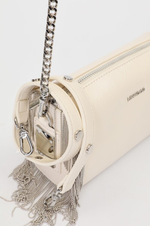 Bej Püskül Zincir Detaylı Omuz Çantası 930425