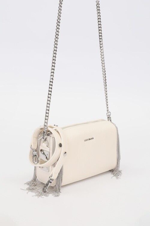 Bej Püskül Zincir Detaylı Omuz Çantası 930425