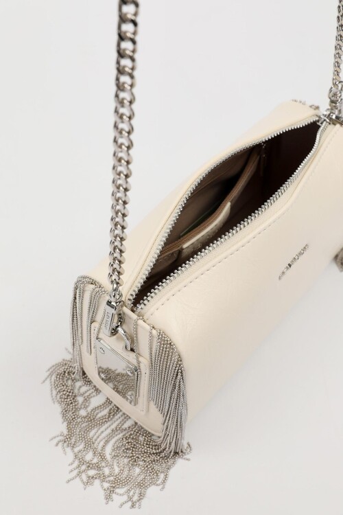 Bej Püskül Zincir Detaylı Omuz Çantası 930425