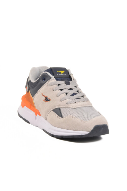 Beige Navy Blue Mesh Memory Foam Mens Sneakers Milano M