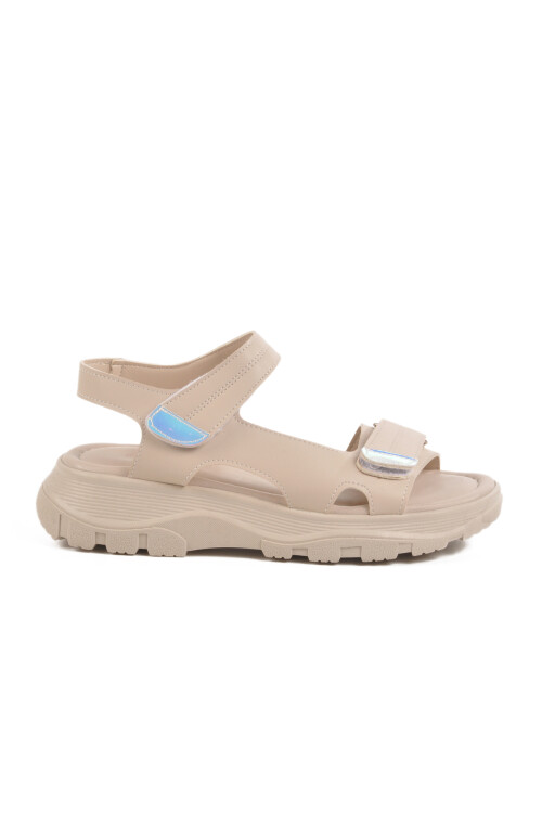 Bej Cırtlı Hafif Kadın Sandalet T-006 Z