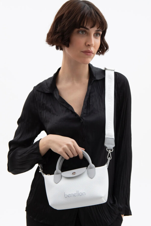 حقيبة كتف نسائية باللونين الأبيض والرمادي BNT-1601