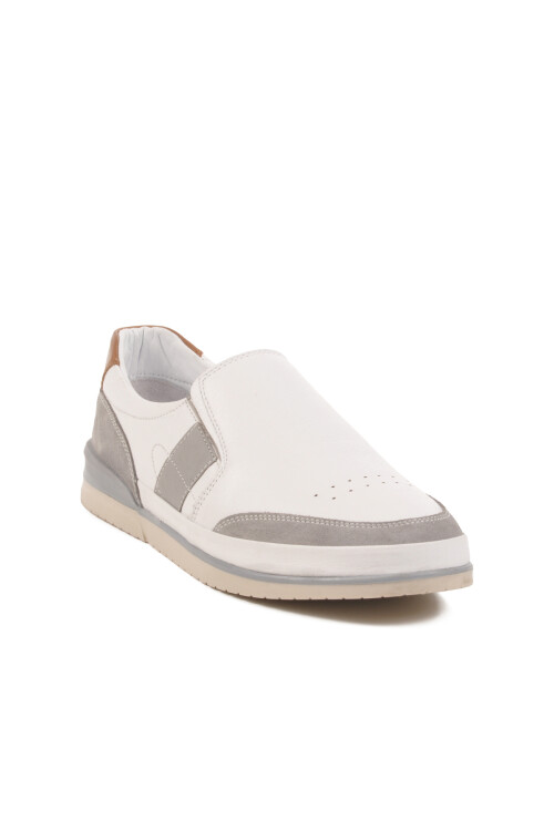 حذاء رجالي كاجوال من الجلد الطبيعي باللون الأبيض 5Y2064-R176 M