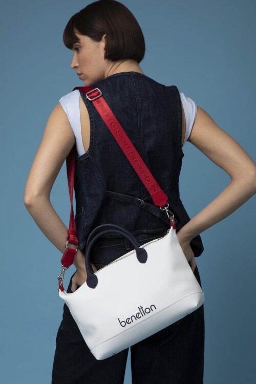 White Navy Red Womens Hand and Shoulder Bag BNT-1612