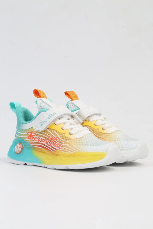 حذاء رياضي مرن للأولاد من شبكة فيلكرو باللون الأبيض والأصفر BNI-10277 P