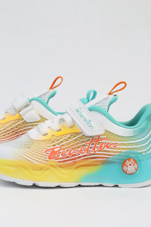 حذاء رياضي مرن للأولاد من شبكة فيلكرو باللون الأبيض والأصفر BNI-10277 P