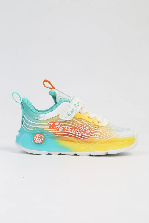 حذاء رياضي مرن للأولاد من شبكة فيلكرو باللون الأبيض والأصفر BNI-10277 P