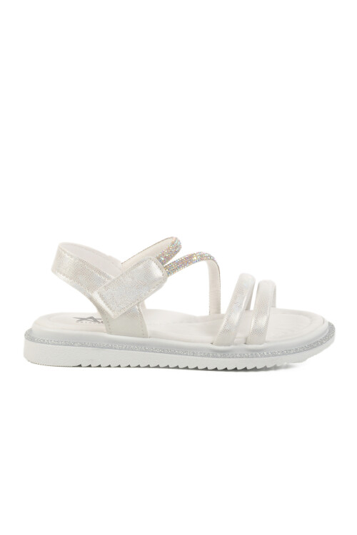 Beyaz Simli Cırtlı Ortopedik Kız Çocuk Sandalet 25T103 P