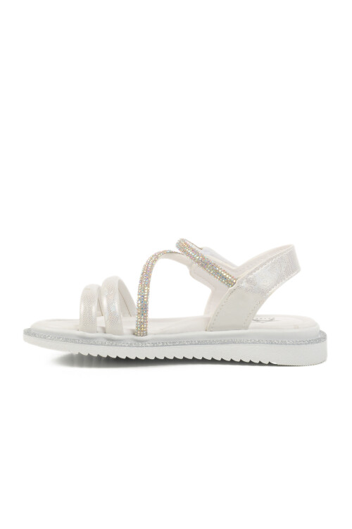 Beyaz Simli Cırtlı Ortopedik Kız Çocuk Sandalet 25T103 P