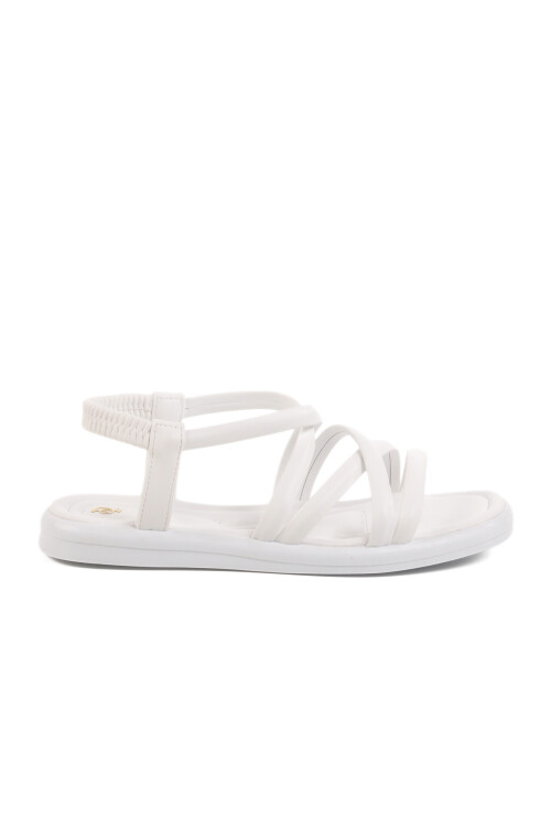 Beyaz İnce Taban Hafif Esnek Kadın Sandalet S-20 Z