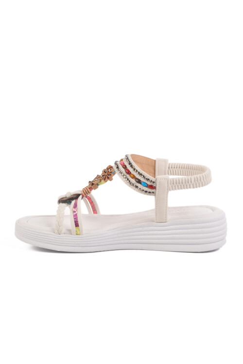 AyakmodWhite Embroidered Lightweight Women's Sandals Florin T-008 Z