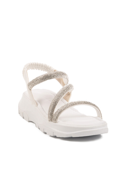 Beyaz Taşlı Kadın Sandalet T-005 Z