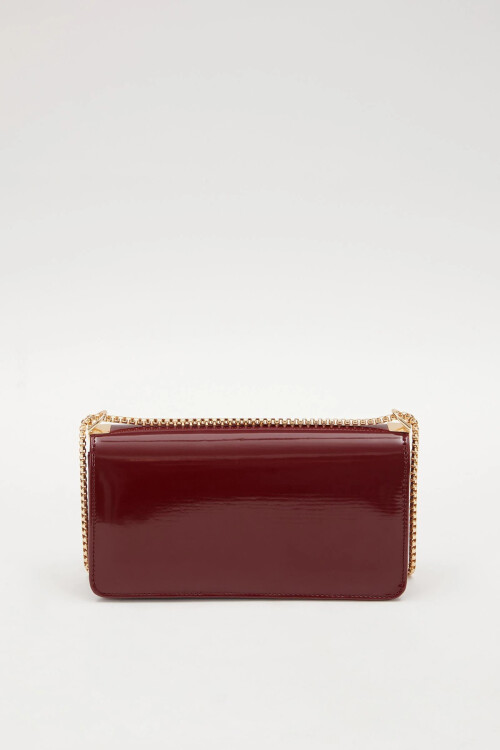 Burgundy Patent Leather Womens Hand and Shoulder Bag 930191