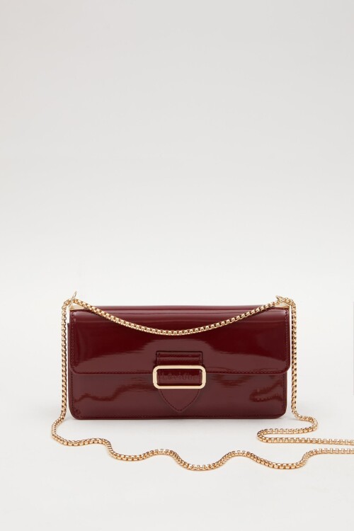 Burgundy Patent Leather Womens Hand and Shoulder Bag 930191