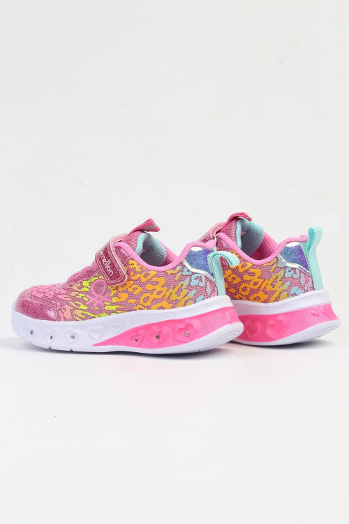 Fuchsia Velcro Lighted Girls Sports Shoes BNI-10125 P