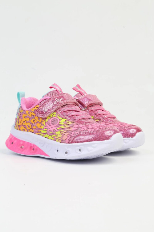 Fuchsia Velcro Lighted Girls Sports Shoes BNI-10125 P
