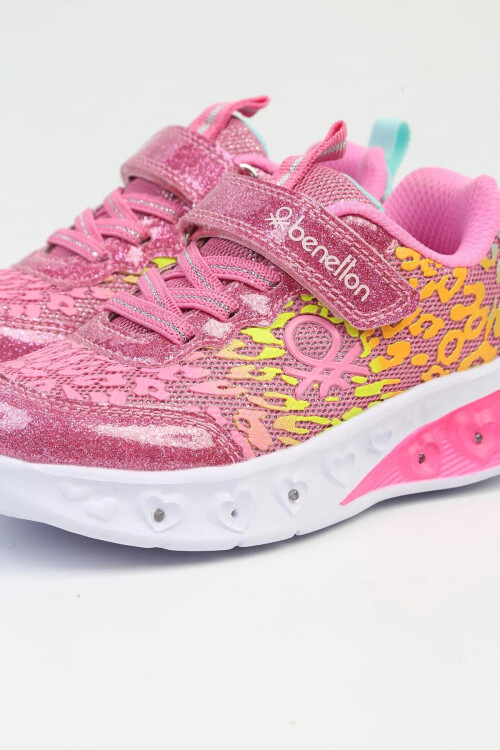 Fuchsia Velcro Lighted Girls Sports Shoes BNI-10125 P