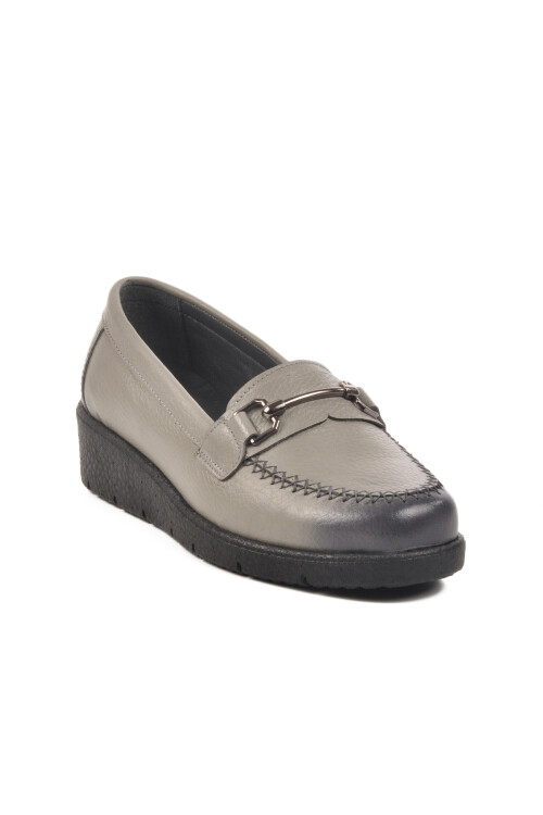 Gray Genuine Leather Womens Casual Shoes BB095 Z