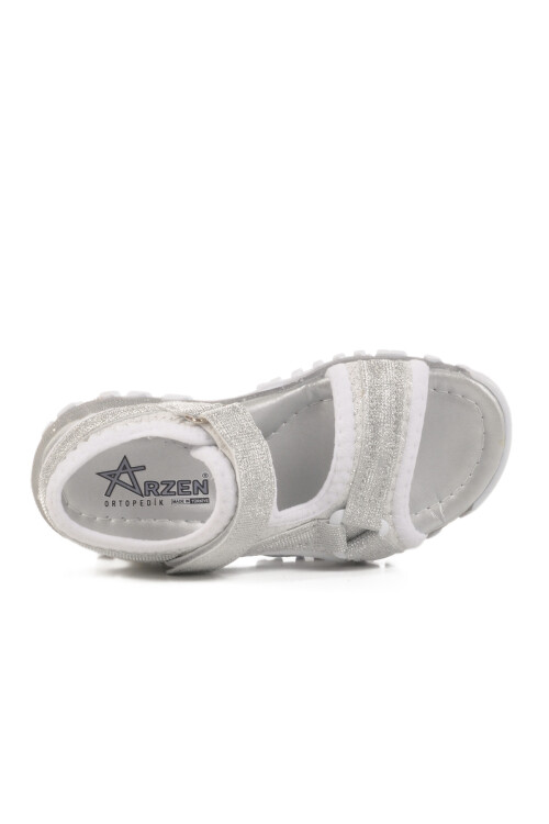 Silver Glitter Velcro Orthopedic Girls Sports Sandals 25T104 P