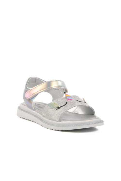 Silver Velcro Orthopedic Girls Sandals 25T105 F