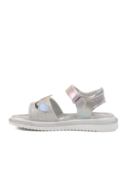 Silver Velcro Orthopedic Girls Sandals 25T105 P