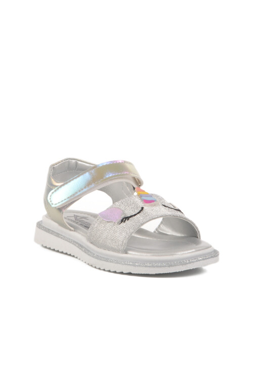 Silver Velcro Orthopedic Girls Sandals 25T105 P