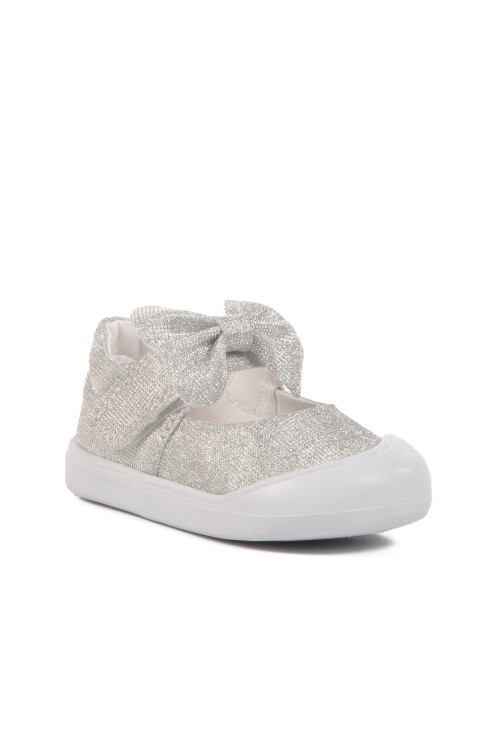 Silver Velcro Orthopedic Baby Girl Shoes 25T100 İA