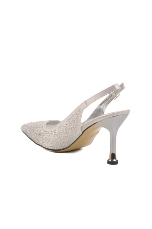 AyakmodGümüş Taş İşlemeli Kadın Abiye Ayakkabı Florin T-101 Z