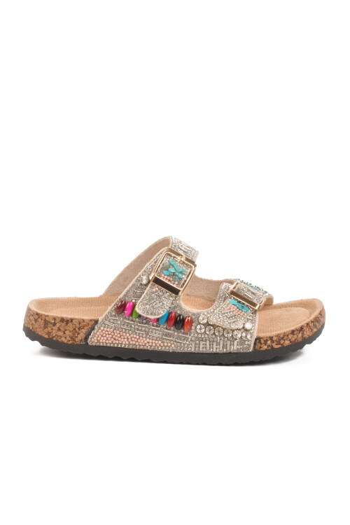 gujaSilver Stone Embroidered Girls Slippers 25Y106-6 F