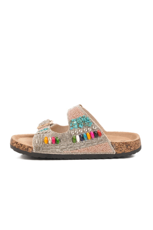 gujaSilver Stone Embroidered Girls Slippers 25Y106-6 F