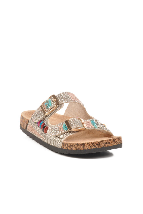 gujaSilver Stone Embroidered Girls Slippers 25Y106-6 F