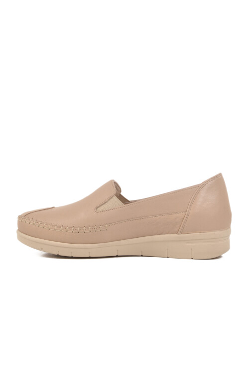 Cream Genuine Leather Anatomic Womens Casual Shoes 664 Z