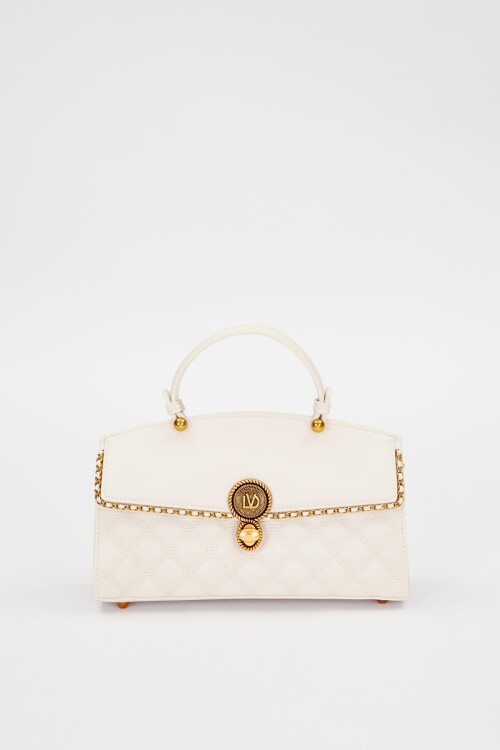 Cream Diamond Pattern Shoulder Bag 930295