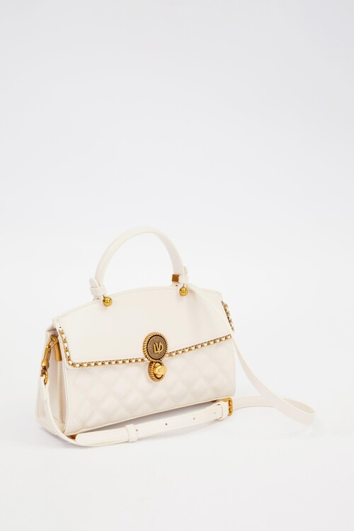 Cream Diamond Pattern Shoulder Bag 930295