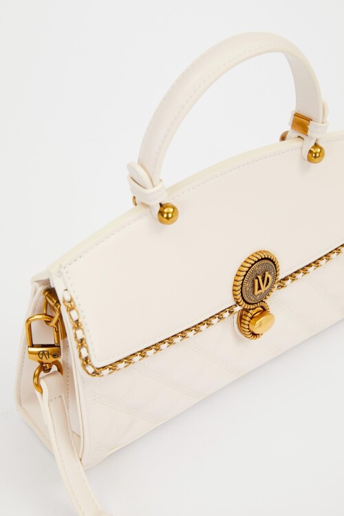 Cream Diamond Pattern Shoulder Bag 930295