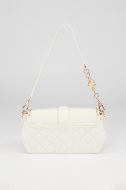 حقيبة كتف كريمية الشكل مزودة بإبزيم دائري 930389