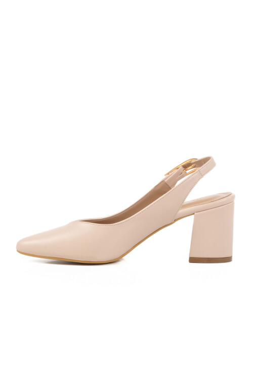 Krem Topuklu Kadın Abiye Ayakkabı PC-54706 Z
