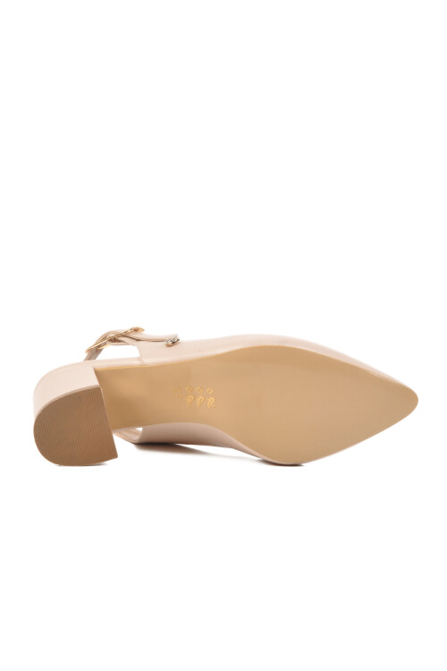 Krem Topuklu Kadın Abiye Ayakkabı PC-54706 Z