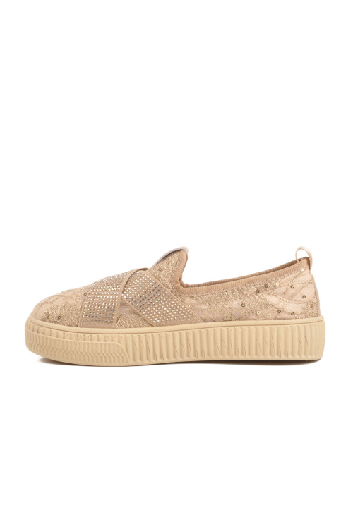 حذاء كاجوال نسائي تشريحي من الجلد الطبيعي باللون الكريمي B235 Z